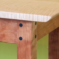 Curly Cherry Console Table Maple Top Detail